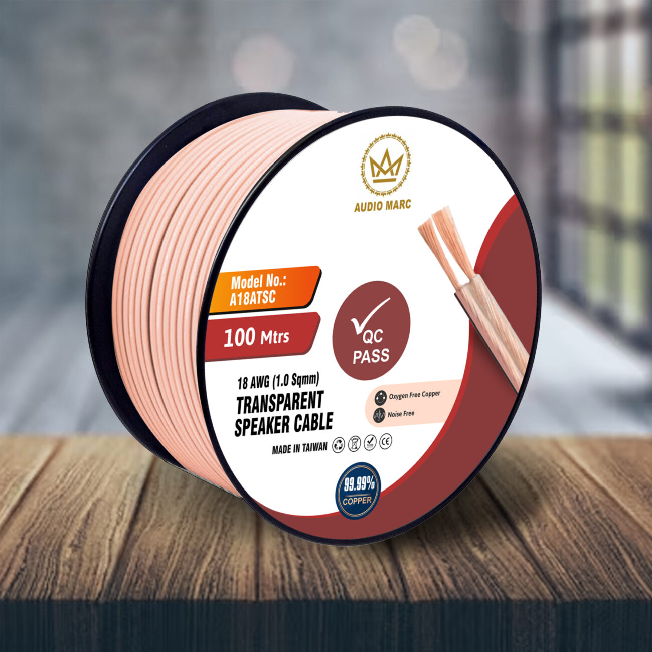 18 AWG Flat Speaker Cable Transparent