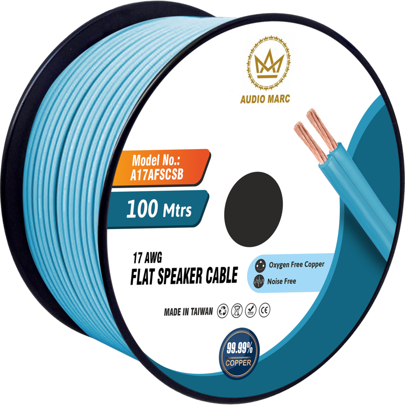 17AWG Flate Speaker Cable Sky Blue