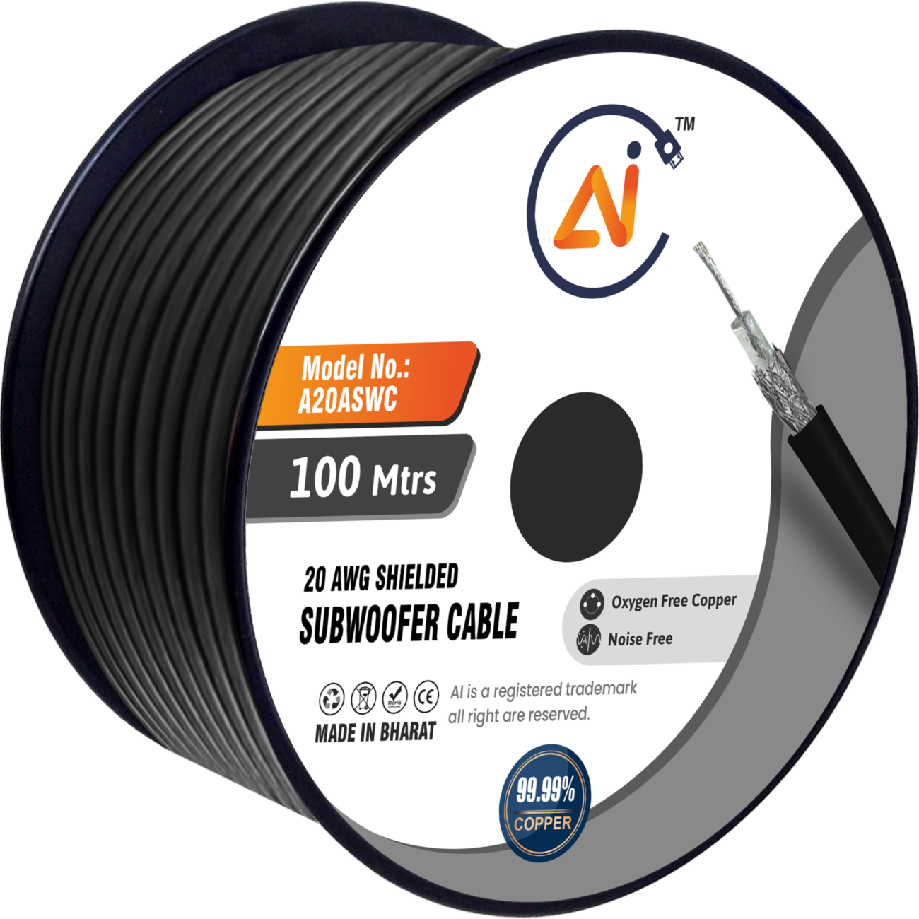 20 AWG OFC Shielded SubWoofer Cable